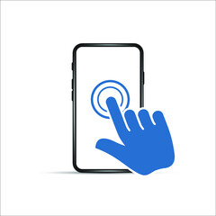 Touch screen smartphone sign icon. Hand pointer symbol. Flat design style. Vector 