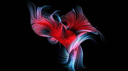Abstract color lines on black background. Beautiful abstract background with colorful lines. 3D rendering