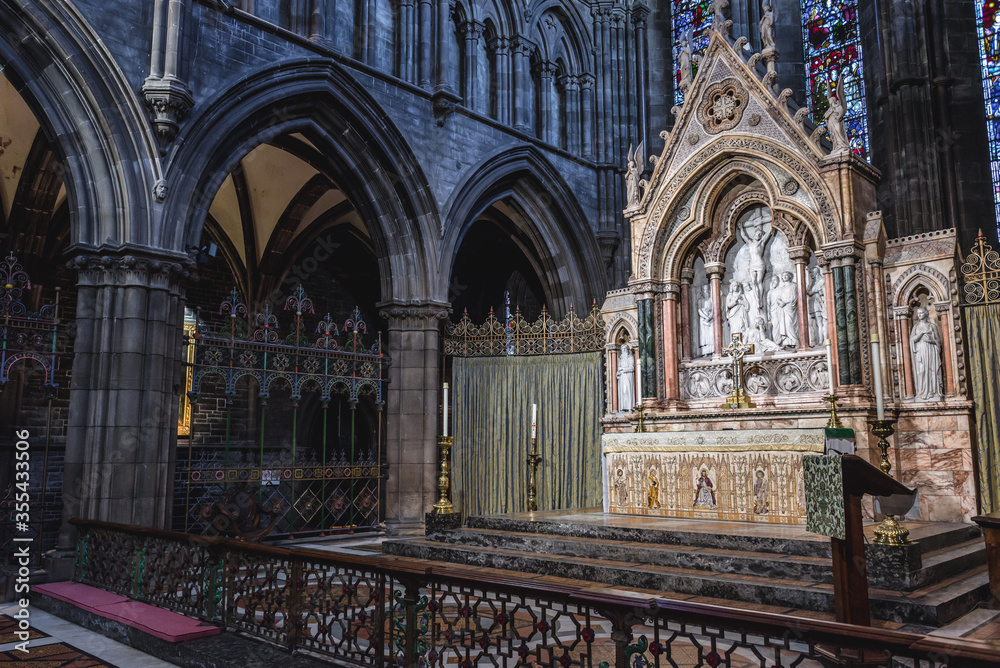 Poster Altar in Scottish Episcopal cathedral of St Mary in New Town of Edinburgh city, Scotland, UK