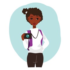 woman holding camera