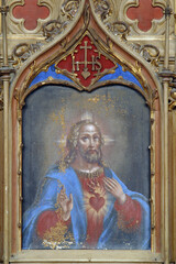 Obraz premium Sacred Heart of Jesus, altar of St. Florian in the parish church of Saint Anthony of Padua in Bukevje, Croatia