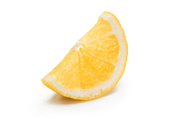 Lemon slice into pieces on white background. Clipping path.
