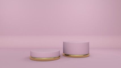 3D Podium. Mock-up Scene. Abstract Geometry with Golden Elements. Minimal Geometric Shapes. Design Element for Stuff