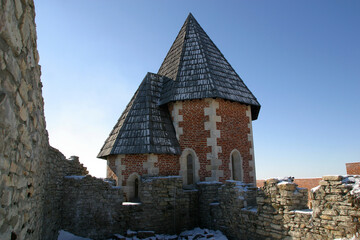 Fototapeta na wymiar Chapel of St. Philip and St. James, Medvedgrad castle in Nature Park Medvednica in Zagreb, Croatia