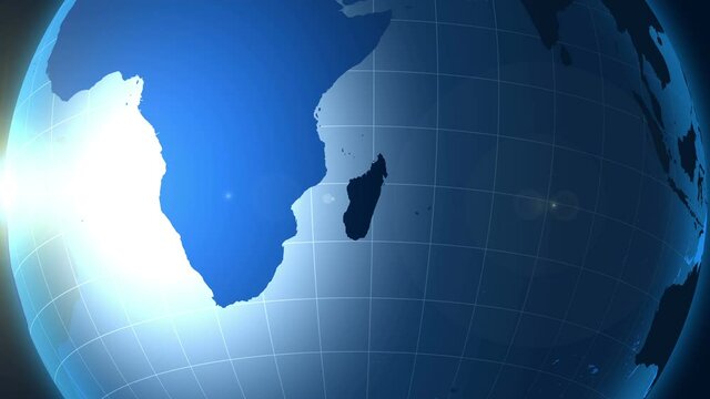 Madagascar. Zooming into Republic of Madagascar on the globe.