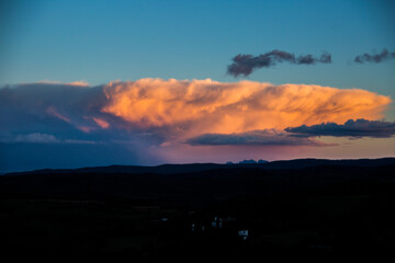 Sunset and clouds storm in Montserrat, Barcelona, Spain