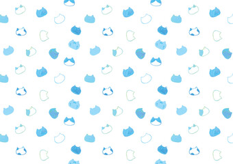 猫のパターン背景　青色