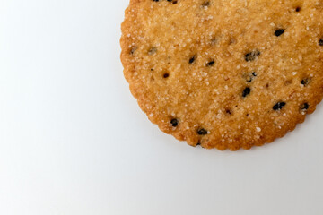 Whole grain biscuits on white background