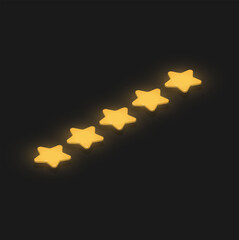 Five-star rating 3D stars, isometric vector illustration