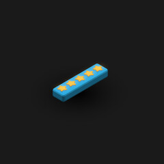 3D bold character 'I' with stars, isometric vector illustration