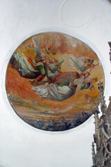 Saint Catherine Carried up to Heaven by Angels, fresco in the parish church of St. Catherine of Alexandria in Dapci, Croatia