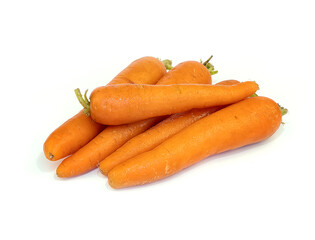 Young fresh carrot uncleaned on white background