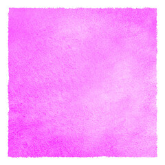 Fuchsia pink color square watercolor texture with stains and rough artistic edges. Bright colorful neon watercolour painted background. Hand drawn abstract aquarelle fill, text frame, border template