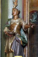 Saint Lucia, statue on the altar of St. Barbara in the parish church of St. Anne in Sveta Jana, Croatia