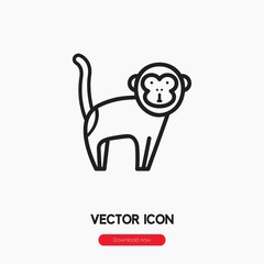 monkey icon vector. Linear style sign for mobile concept and web design. monkey symbol illustration. Pixel vector graphics - Vector. 