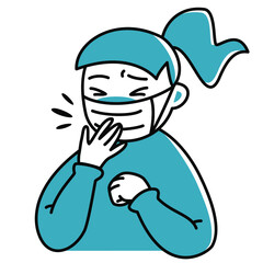 Wearing medical mask while sneezing