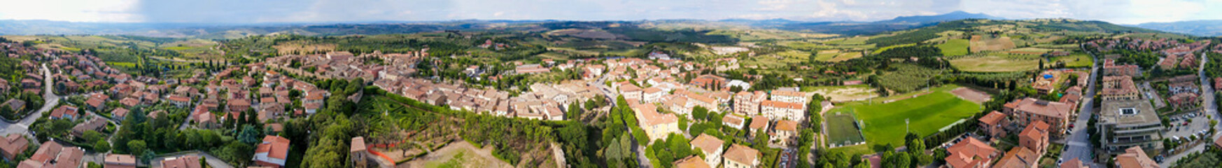 Fototapeta na wymiar Amazing aerial view of beautiful Tuscany Hills in spring season, Italy