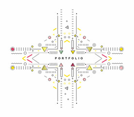 Abstract banner with Portfolio Calligraphic line art text poster with space of your text, vector illustration Design.