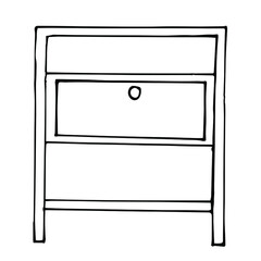 Nightstands Sketch stile. A linear pattern. Black and white doodles Isolated on a white background. Vector collection of modern furniture for bedroom, study, living room.