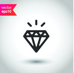 Diamond vector icon. Brilliant flat sign design. Gemstone vector sign. Carat icon. Crystal icon. EPS 10 flat symbol pictogram