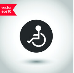 Disabled vector icon. Paralyzed icon. Handicapped vector icon. Cripple flat sign design. Studio background. EPS 10 vector symbol pictogram