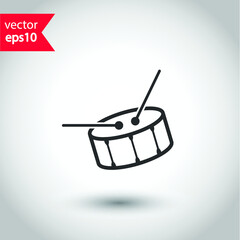 Musical drum icon vector. Studio background. Drumstick icon. EPS 10 flat sign design. Drum stick symbol pictogram