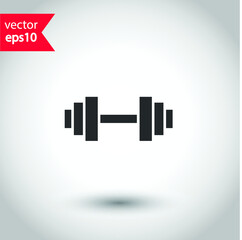 Dumbbell for gym vector icon. Dumbbell for training icon. Dumbbell for fitness flat sign design. Studio background. EPS 10 vector symbol pictogram