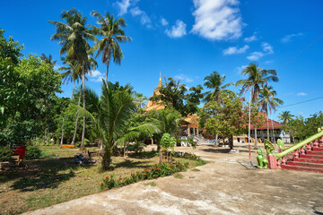 Green park of Phum Sambok Pagoda in Cambodia