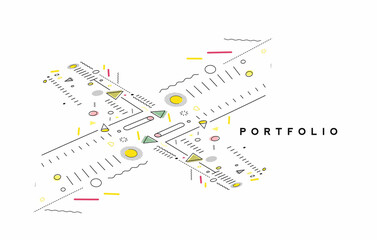 Abstract banner with Portfolio Calligraphic line art text poster with space of your text, vector illustration Design.