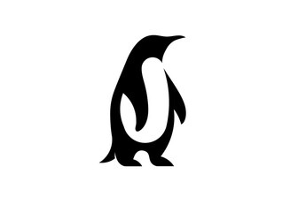 simple silhouette of penguin.penguin bird vector logo, arctic animal symbol