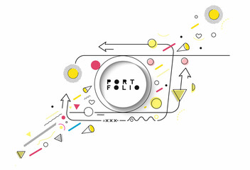 Obraz premium Abstract banner with Portfolio Calligraphic line art text poster with space of your text, vector illustration Design.