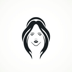 illustration of woman hair style icon, logo woman on white background,