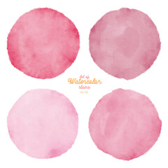 Set of color watercolor stains. Round paint set. Circle colorful grunge paint illustration for decoration summer banners, posters, websites, lists, landing pages etc