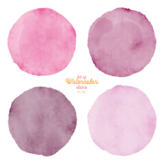 Set of color watercolor stains. Round paint set. Circle colorful grunge paint illustration for decoration summer banners, posters, websites, lists, landing pages etc