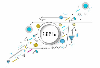 Obraz premium Abstract banner with Portfolio Calligraphic line art text poster with space of your text, vector illustration Design.