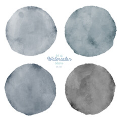 Set of color watercolor stains. Round paint set. Circle colorful grunge paint illustration for decoration winter banners, posters, websites, lists, landing pages etc