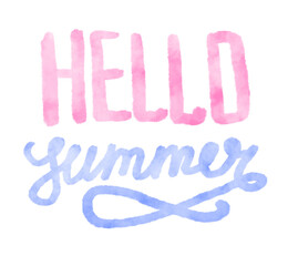 Brush lettering composition.Phrase Hello Summer.