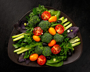 Raw vegetable salad on a plate