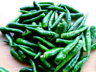 Green chilli in plywood