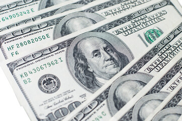 dollars banknotes on white isolated background. global financial crisis concept 