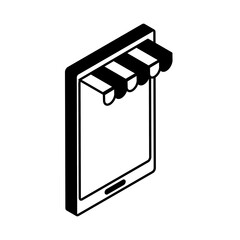 Smartphone with tent isometric style icon vector design