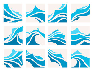 Marine pattern with stylized blue waves