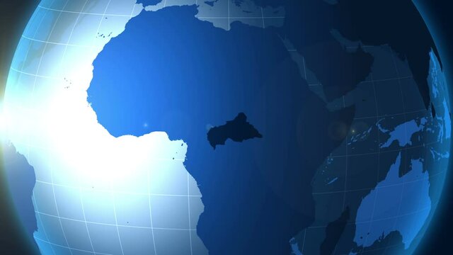 Central African Republic. Zooming into CAR on the globe.