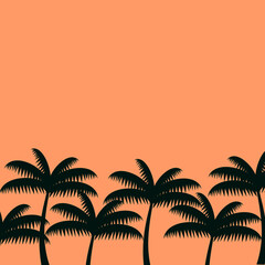 Coconut  tree  on pink background free space for text.(summer,vector,texture,wallpaper)