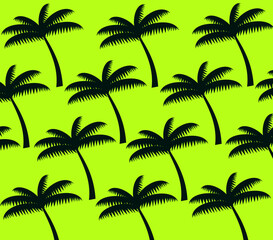 Coconut  tree pattern on green background.(summer,vector,texture,wallpaper)
