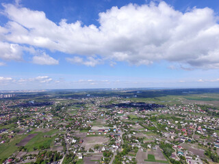 Aerial view of the saburb landscape (drone image). Near Kiev