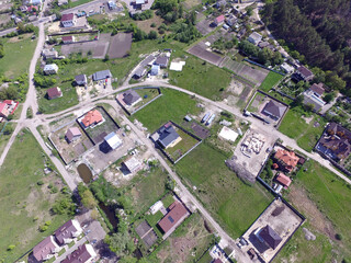 Fototapeta premium Aerial view of the saburb landscape (drone image). Near Kiev