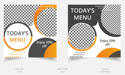 Yellow Color Food Menu Social Media Poster Template
