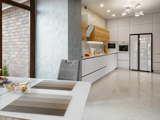 stylish interior design room private house kitchen