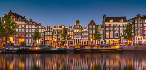 Amsterdam canal in The Netherlands - obrazy, fototapety, plakaty